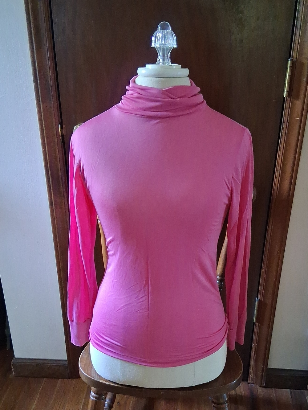 WinterSilks Hot Pink Long Sleeve Turtleneck Top